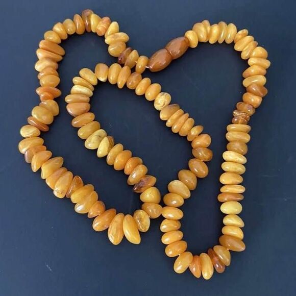 22" ANTIQUE Vintage BALTIC Amber NECKLACE beads USSR Soviet Union 31G (1.1OZ) - Picture 1 of 9